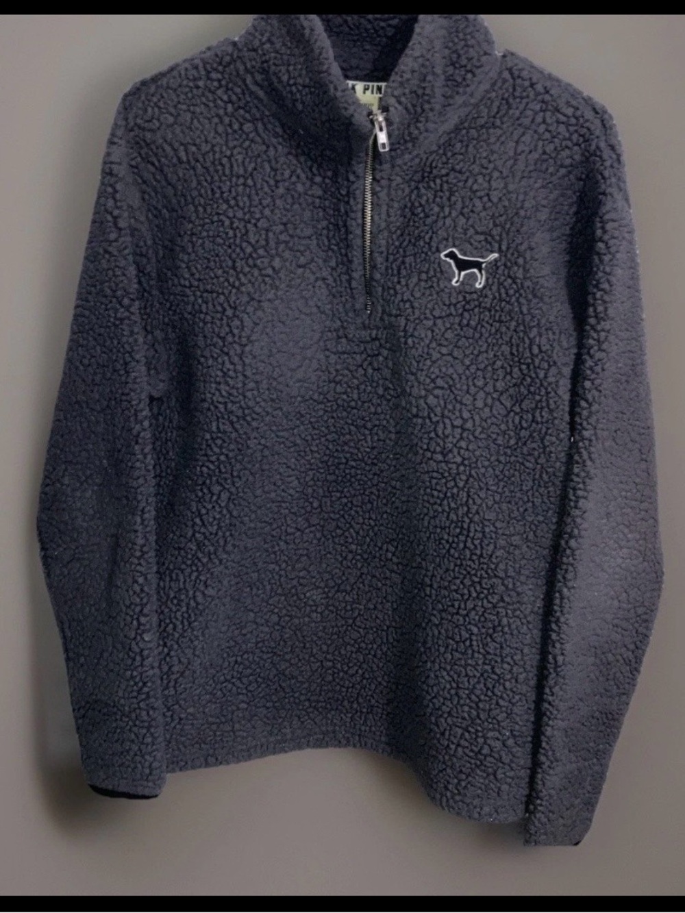 Pink Victorias Secret Gray Sherpa 1/4 Zip Pullover Sweatshirt XS Preppy Gorpcore
